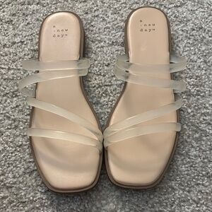A New Day Women's Cream Strappy Sandals
